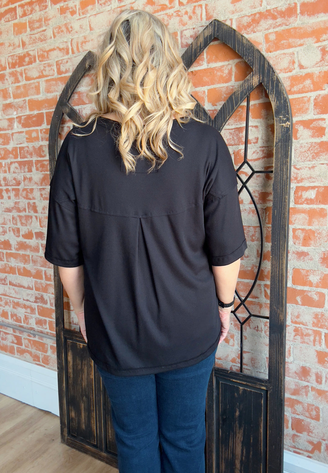 Give Me A Warning Ribbed Pocket Tee-2 Colors
