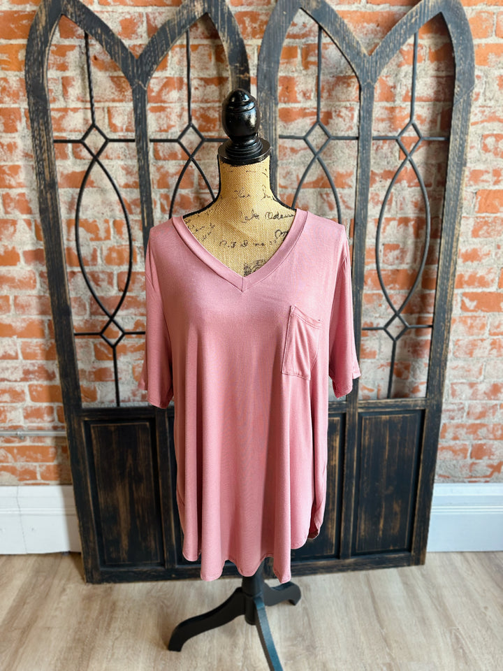 Curvy Bamboo N Neck Soft Tee-Multiple Colors