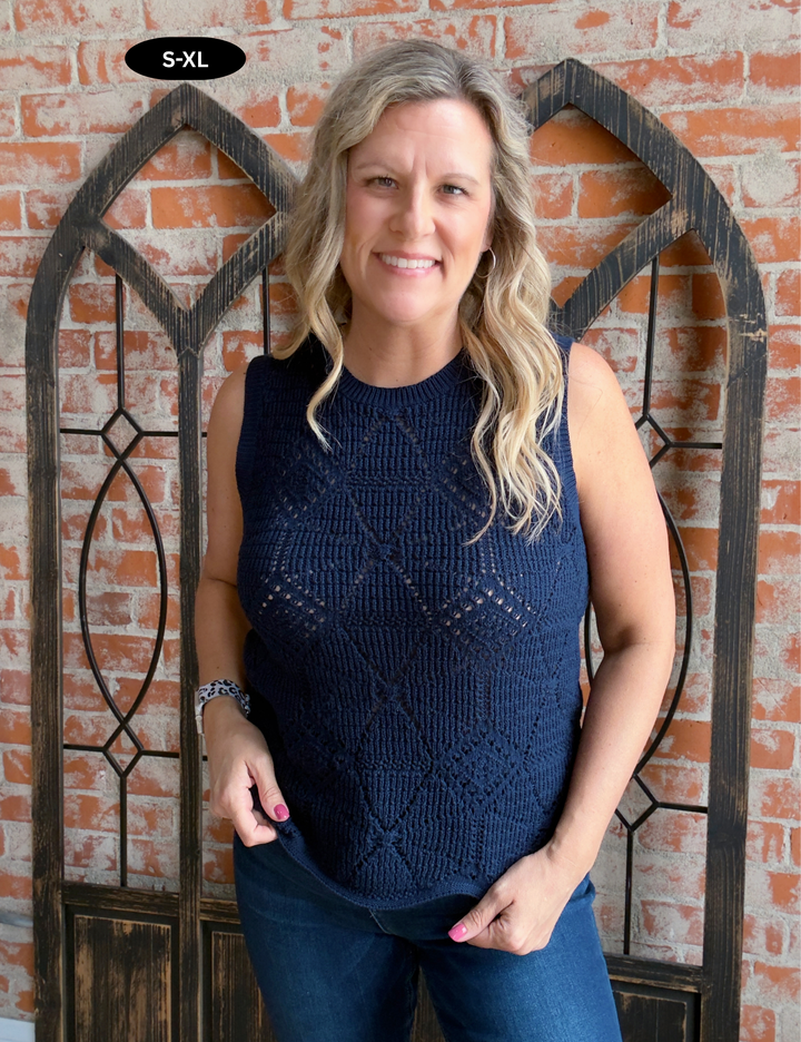 In This Case Sweater Tank-Navy