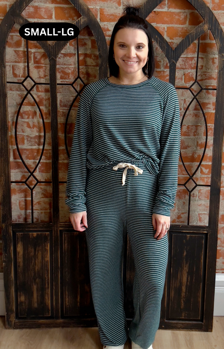 Time Flies Striped Pant-Green