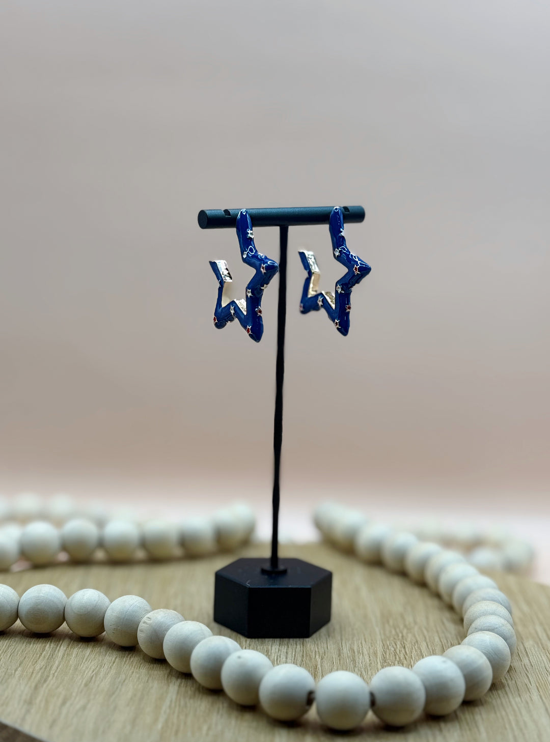 Star Enamel American Hoop Earrings-2 Colors