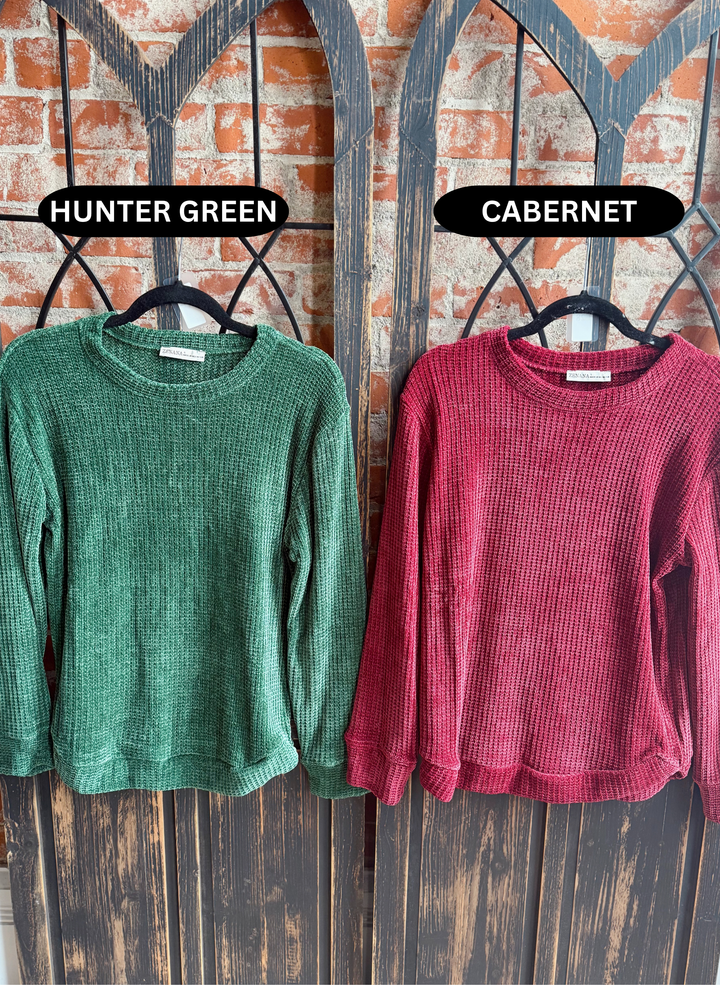 Make It a Good Time Chenille Long Sleeve-Holiday Colors
