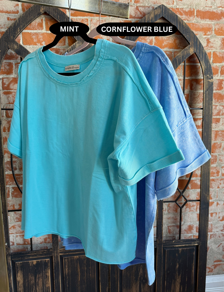 Be A Homebody Vintage Boyfriend Tee- Blue Tones