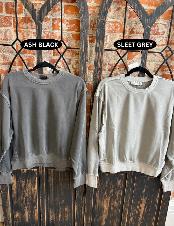 Adore It Exposed Seam Sweatshirt- Neutrals