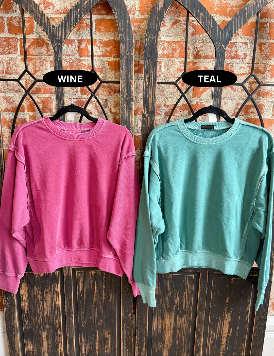 Adore It Exposed Seam Sweatshirt- 2 Colors