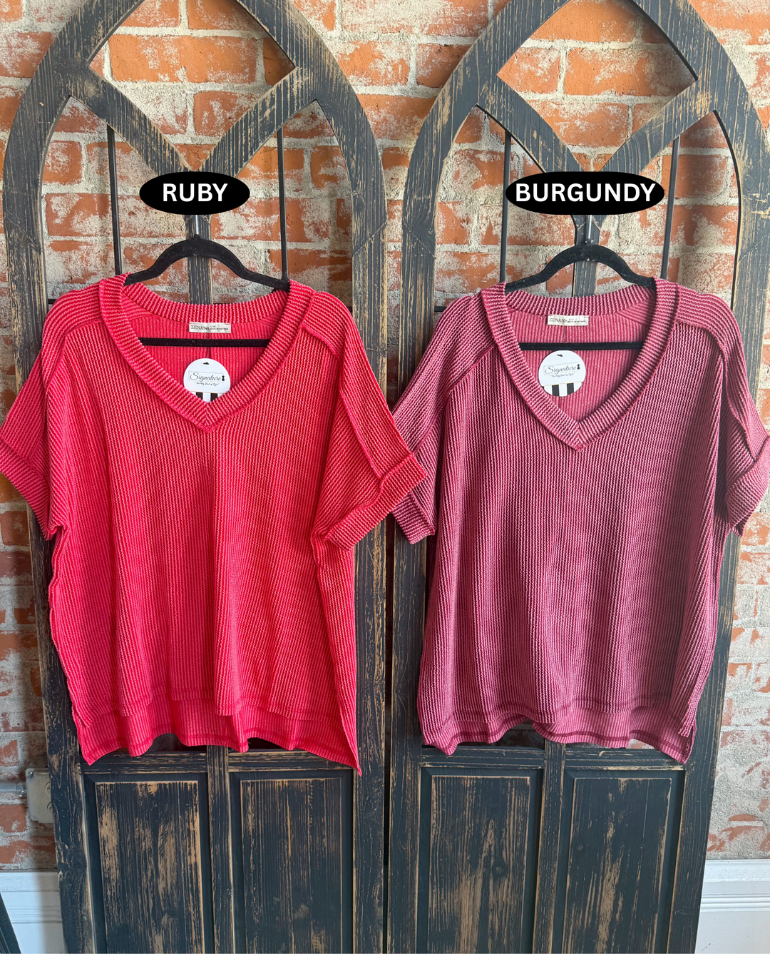 Just What You Need Ribbed Tee- Red Tones