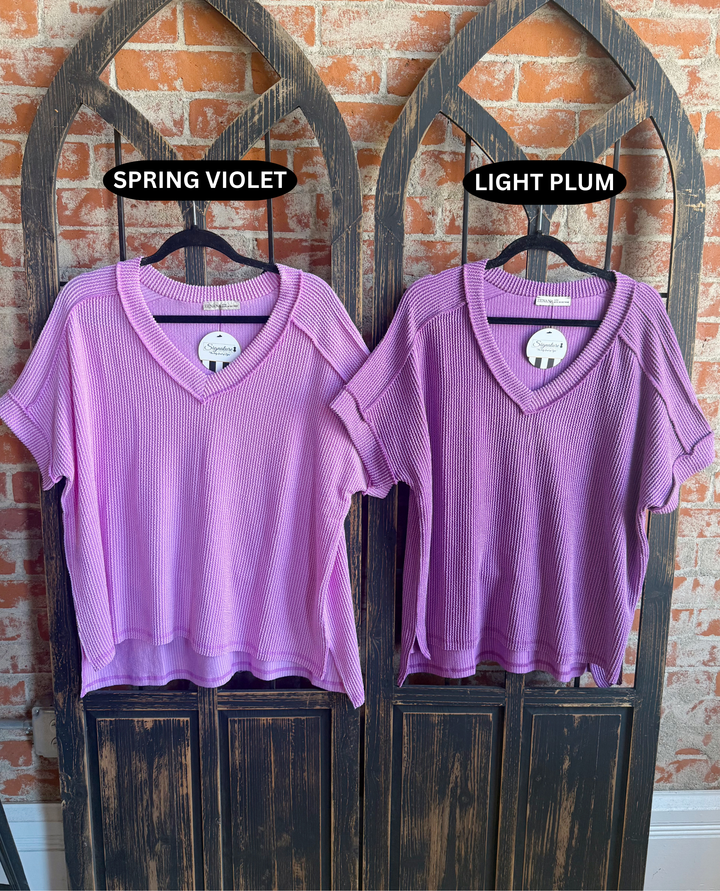 Just What You Need Ribbed Tee- Pink & Purple