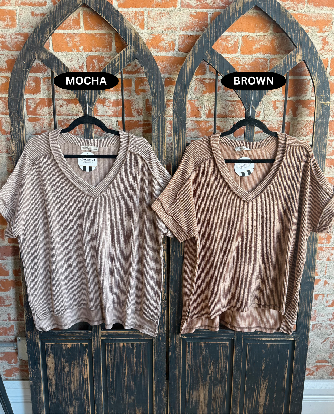 Just What You Need Ribbed Tee-Mocha Tones