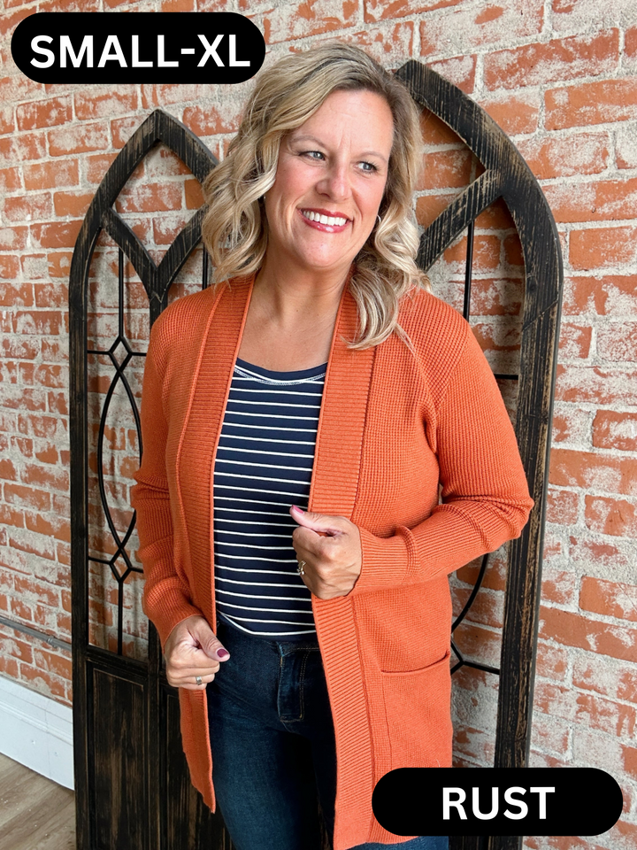 Feels Like Home Waffle Knit Cardigan-4 Colors