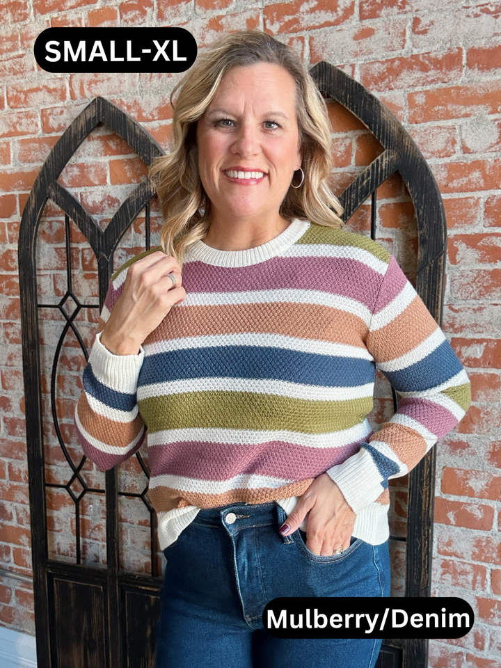 Fall Foilage Striped Sweater-2 Colors