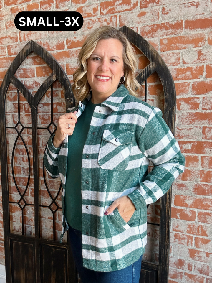 The Season's End Green Plaid Shacket