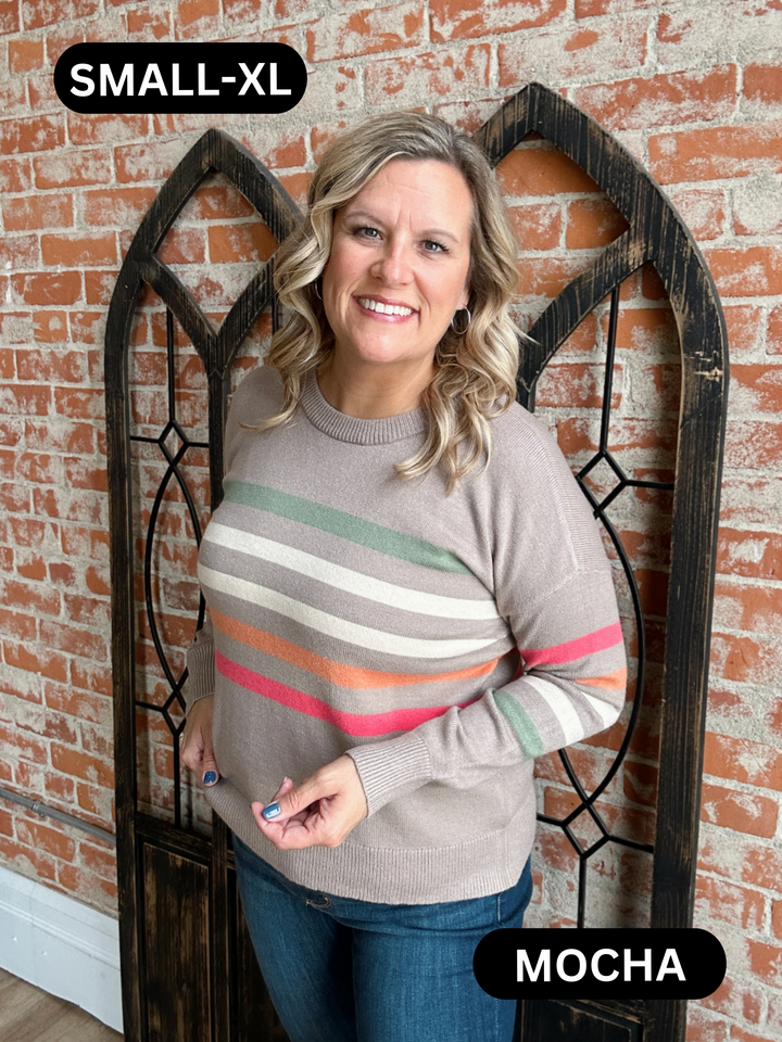 Happy To Be Here Striped Sweater-2 Colors