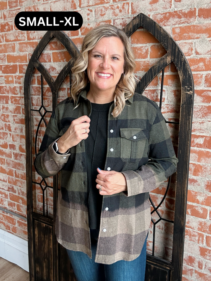 Fireside Ombre Flannel-Olive Buffalo