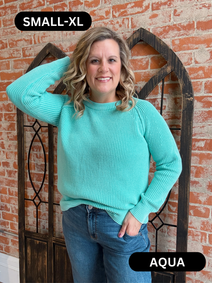 Make It Work Washed Yarn Sweater-2 Colors