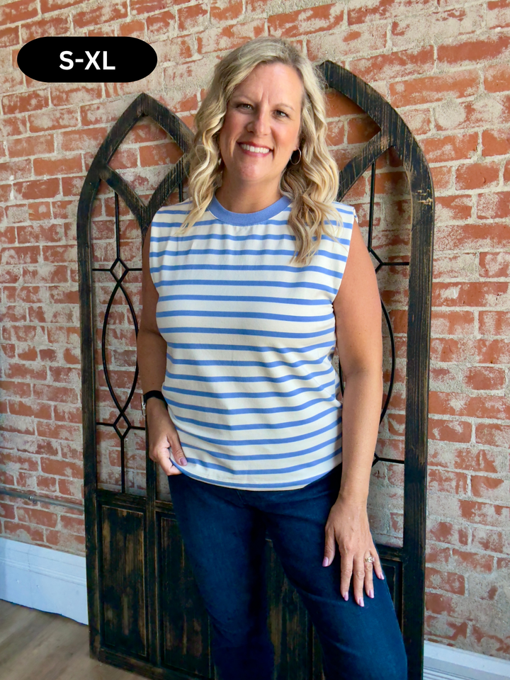 Save It For Later Striped Muscle Tank