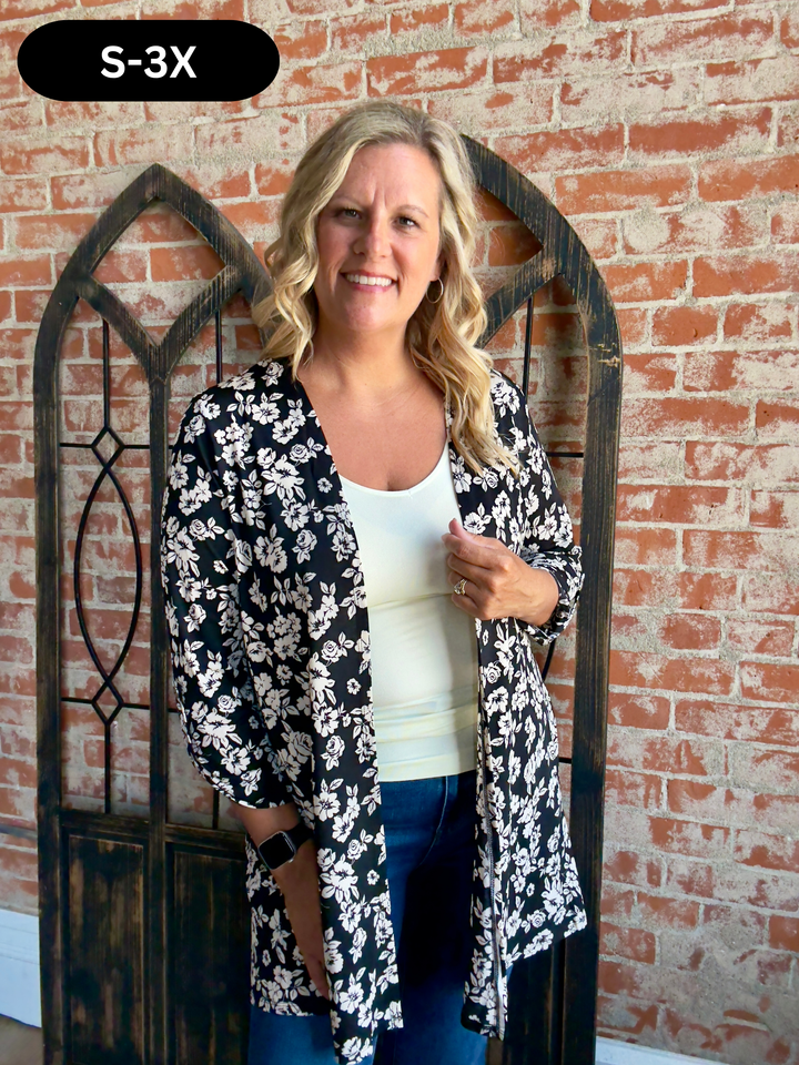 Fit Right In Black Floral Lizzy Cardigan