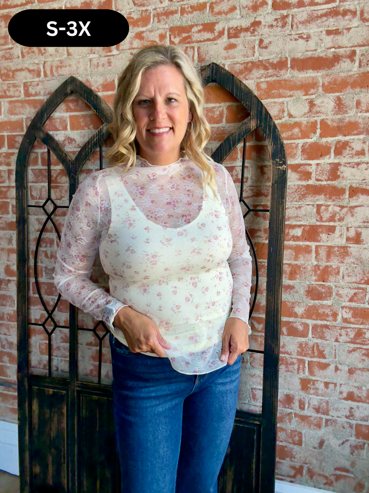 Sweet Something Floral Mesh Long Sleeve