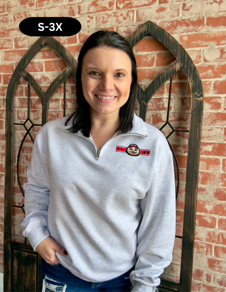 Distressed Buckeyes 3/4 Zip