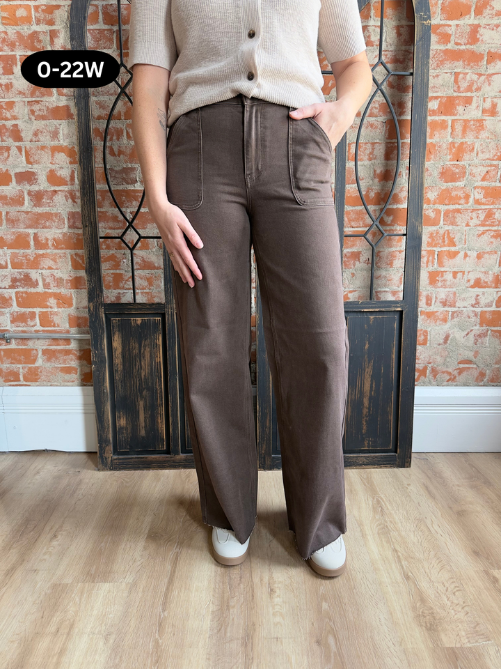 Judy Blue Fall Attitude Brown Wide Leg