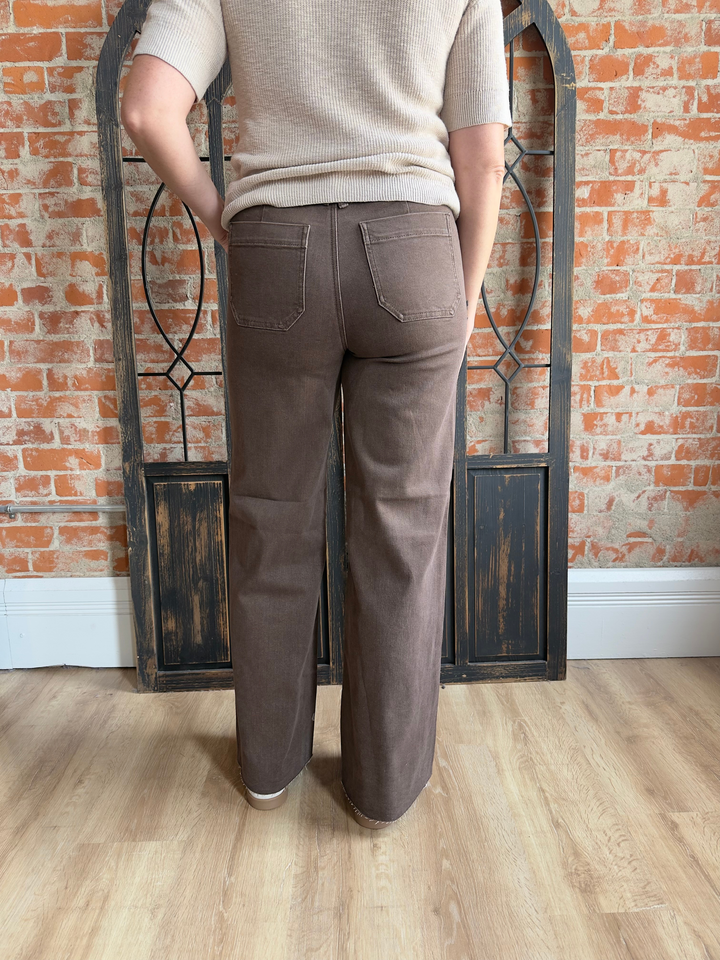 Judy Blue Fall Attitude Brown Wide Leg