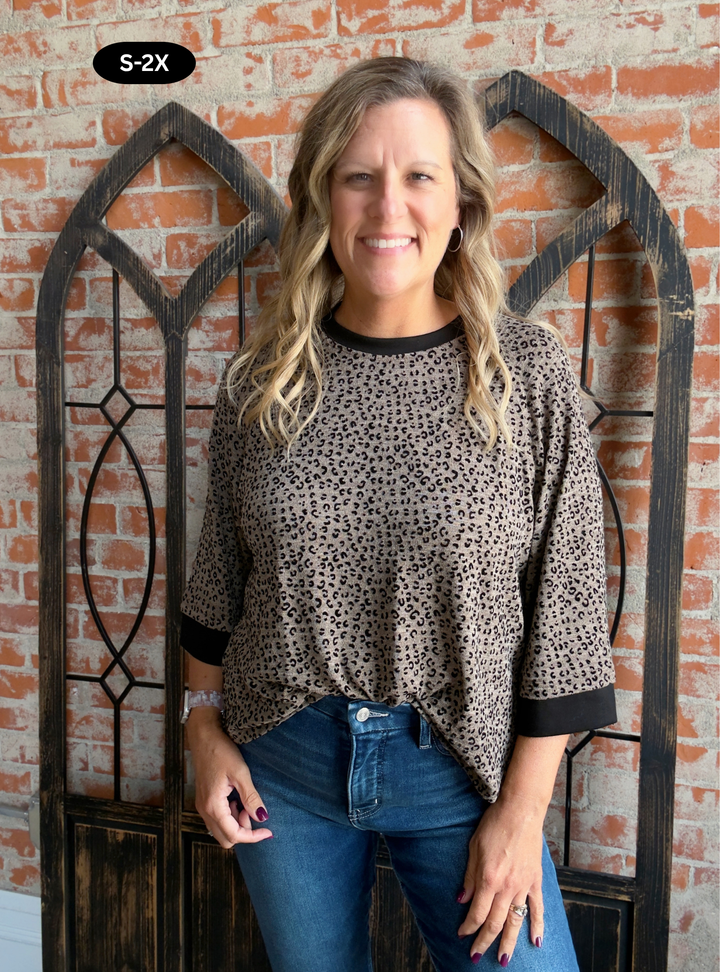 Slow Mornings Leopard 3/4 Sleeve