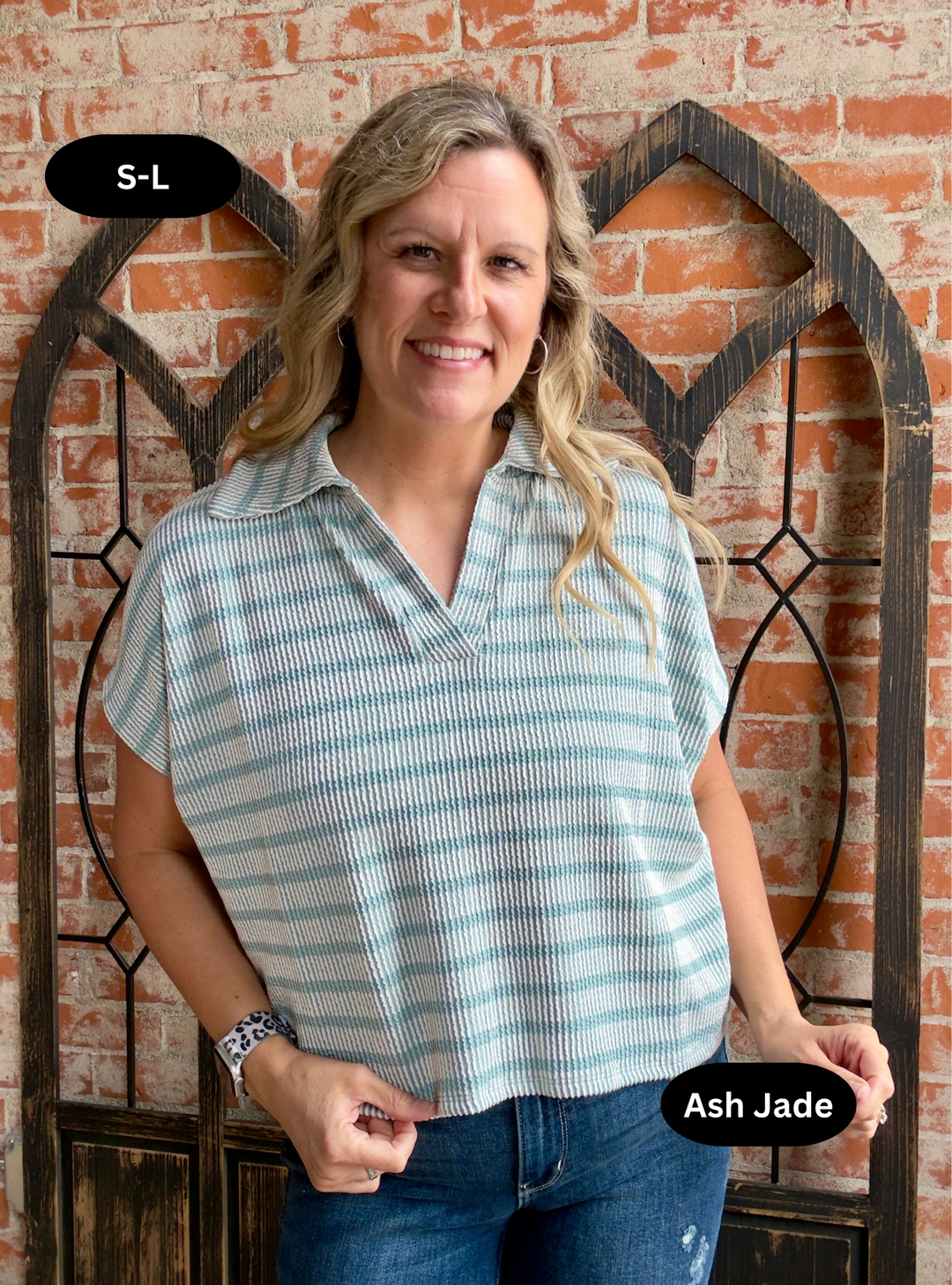 Whisper To Me Striped Collared Tee-2 Colors