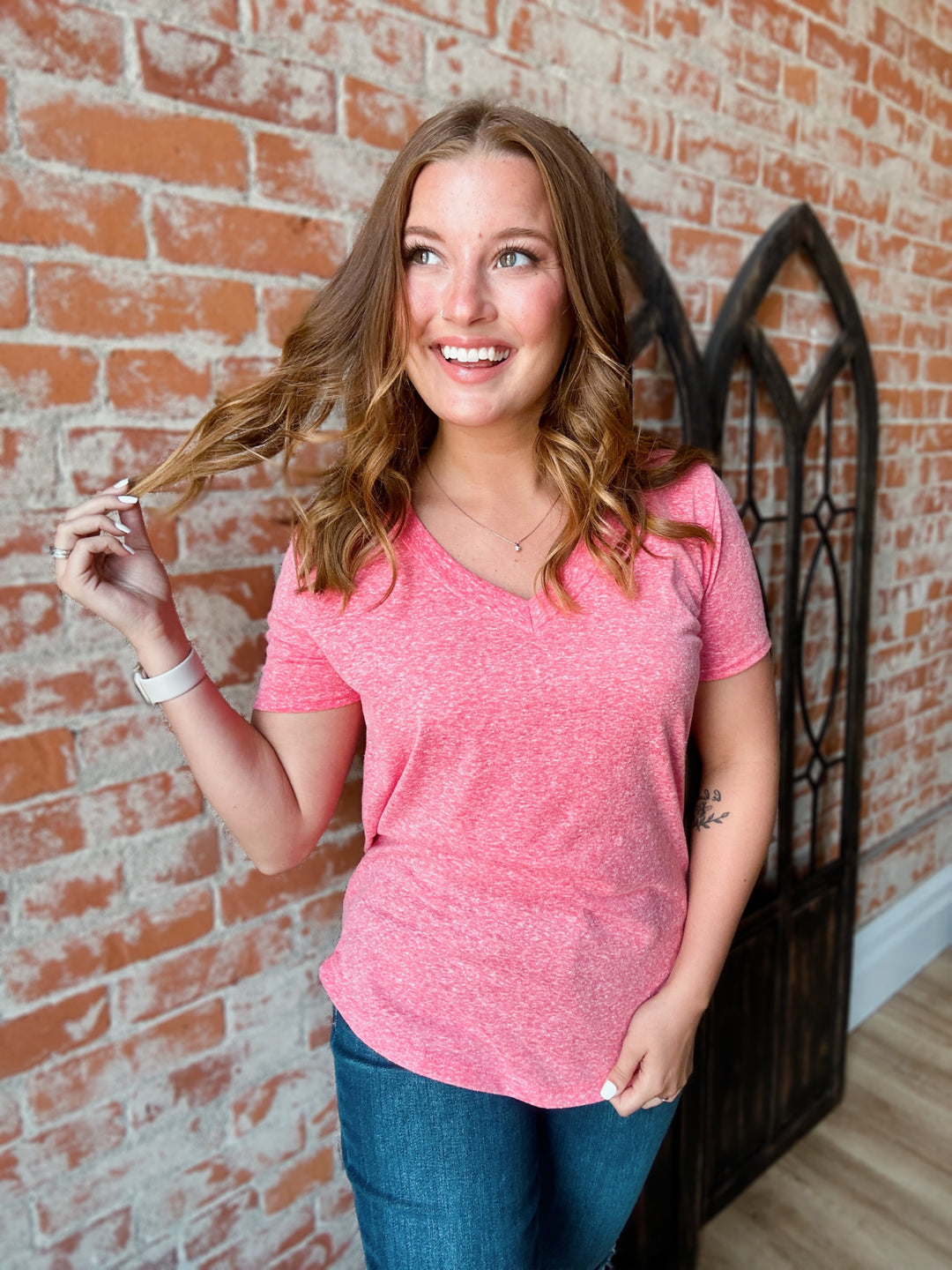 Those Summer Days Heathered V Neck Tee- 2 Colors