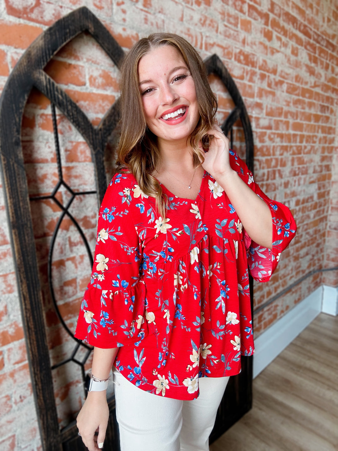Nothing To Regret Red Floral Peplum