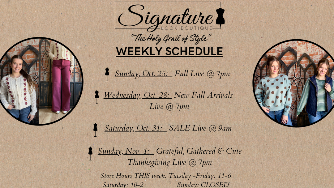 Last Week of October Weekly Schedule