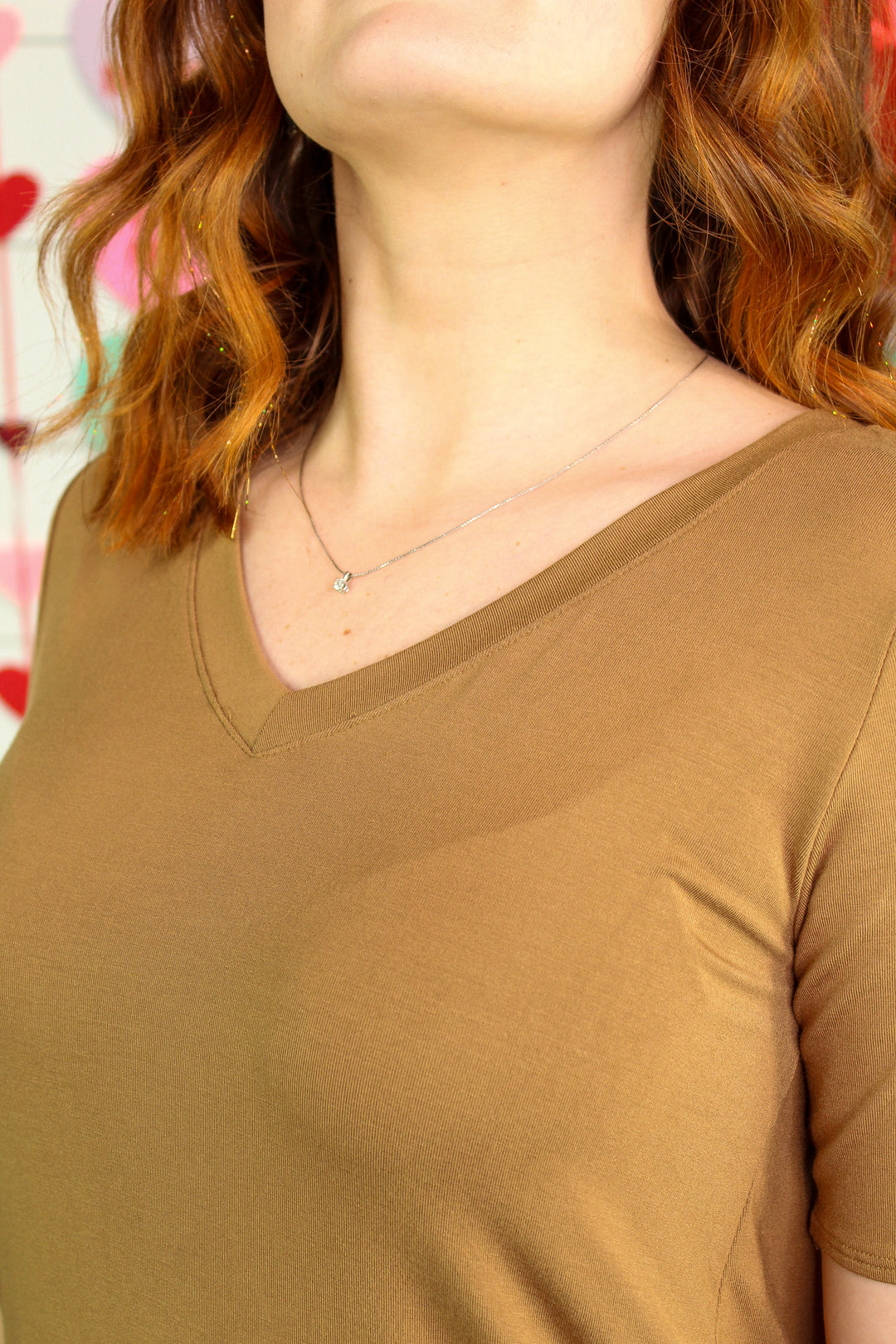 Basic is Best V Neck Tee- Caramel